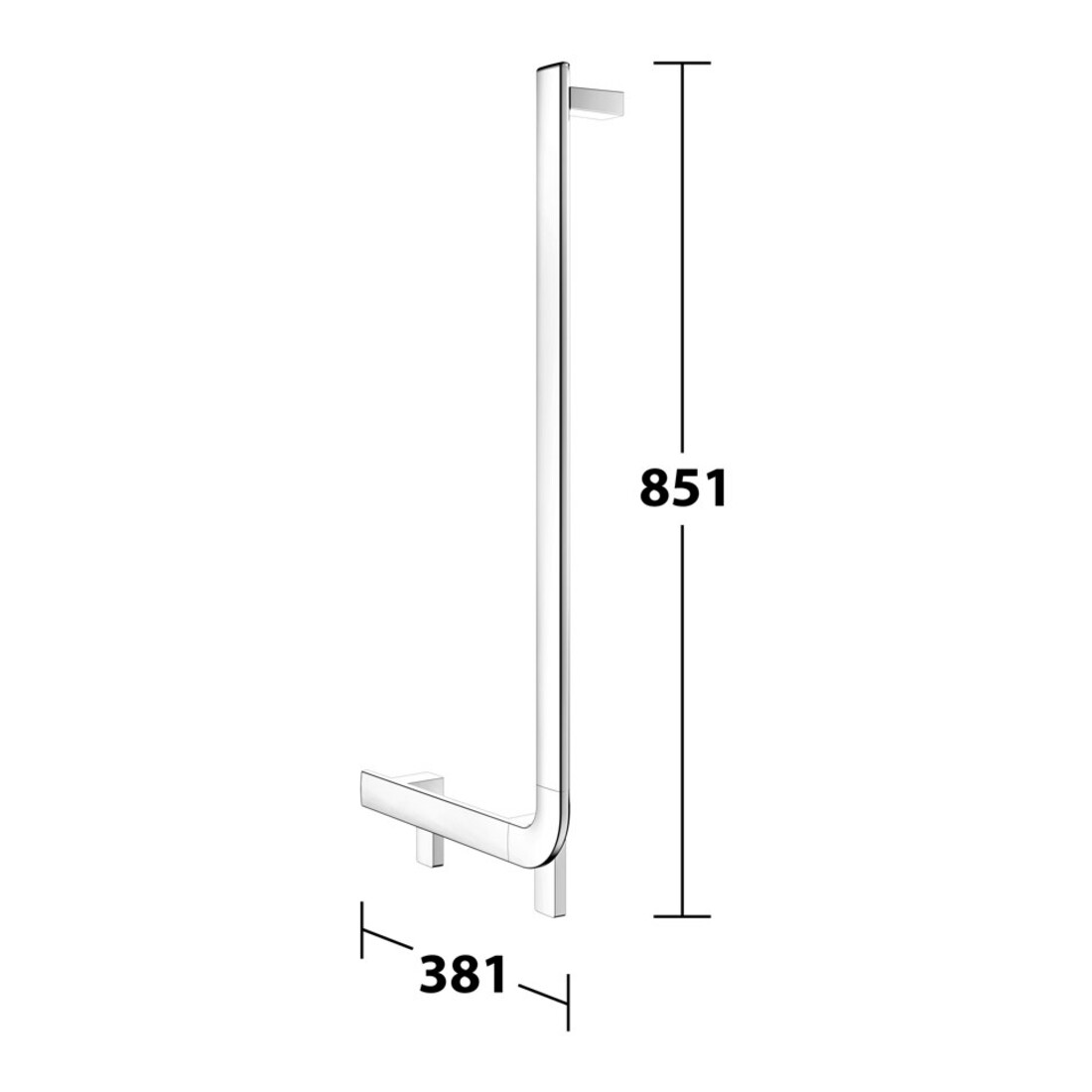 Keuco Poignée d’angle AXESS 90G, gauche AF, chromé, 381x851mm, chromé