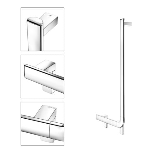 Keuco Poignée d’angle AXESS 90G, gauche AF, chromé, 381x851mm, chromé