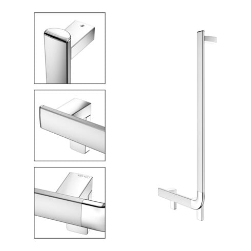 Keuco Poignée d'angle AXESS 90G, gauche AF, vc, 381x851mm, AL si-elox/vc