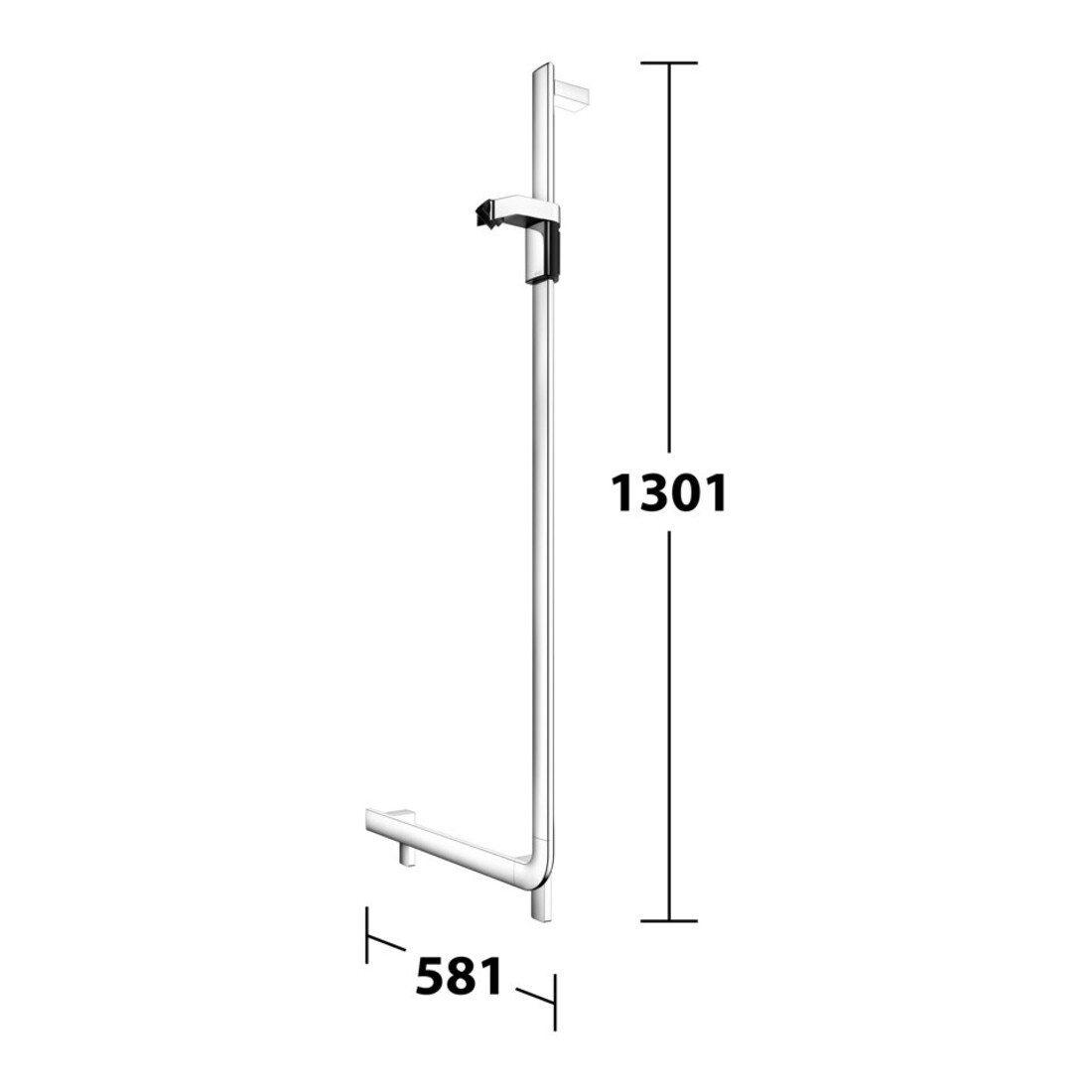 Keuco Poignée d'angle AXESS chromée, 90°, avec barre de douche, version droite