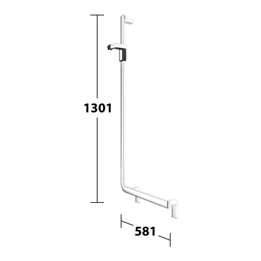 Keuco Poignée d'angle AXESS chromée, 90°, avec barre de douche, version gauche