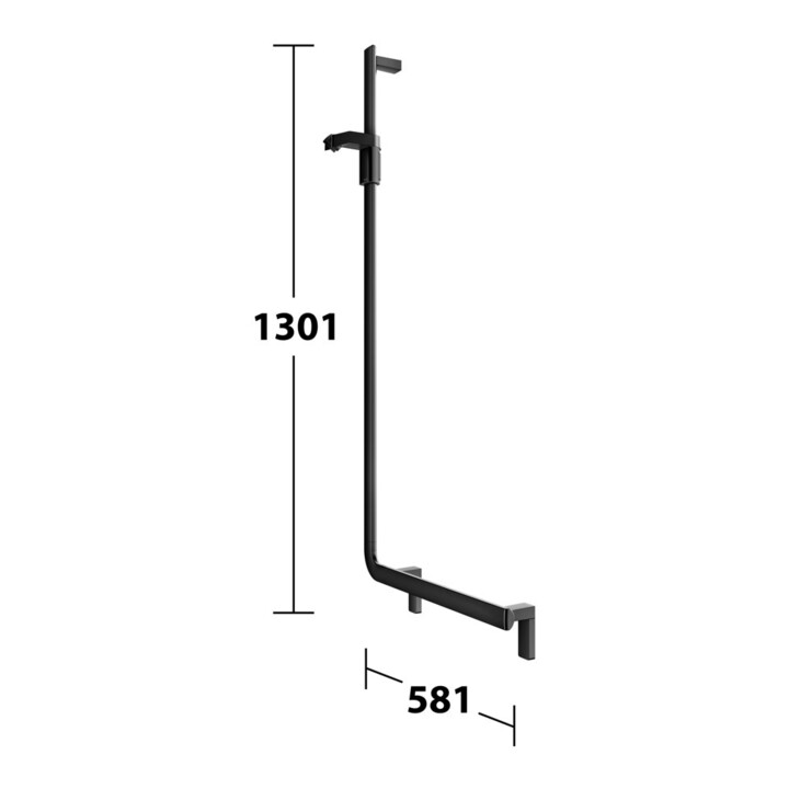 Keuco Poignée d'angle AXESS noir mat, 90°, avec barre de douche, version gauche