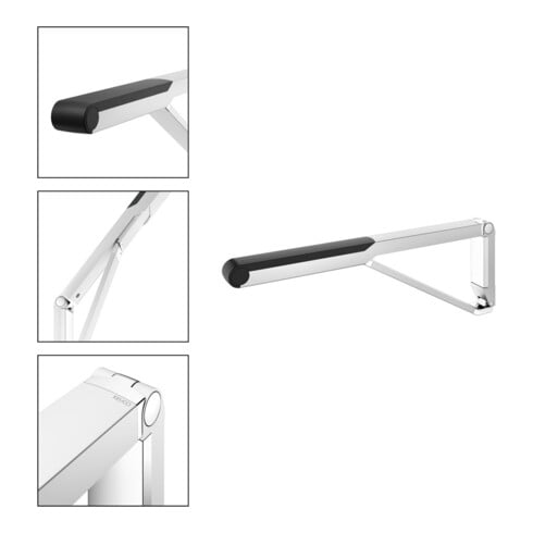 Keuco Poignée d'appui rabattable WC AXESS Aluminium argenté anodisé/noir, 700 mm