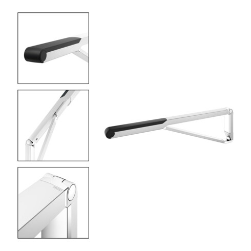 Keuco Poignée d'appui WC rabattable AXESS Aluminium argenté anodisé/noir, 850 mm