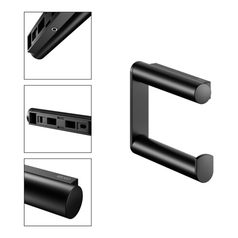 Keuco Porte-papier toilette Plan forme ouverte, version droite, noir