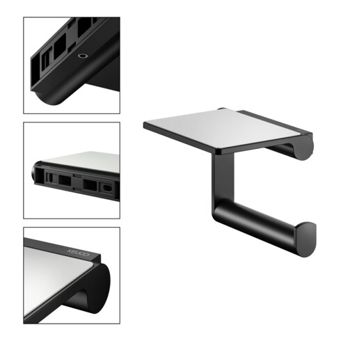 Keuco Porte-papier toilette Plan ouvert, avec tablette, noir mat / noir