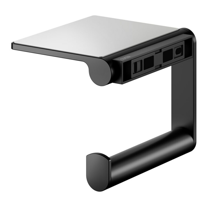 Keuco Porte-papier toilette Plan ouvert, avec tablette, noir mat / noir