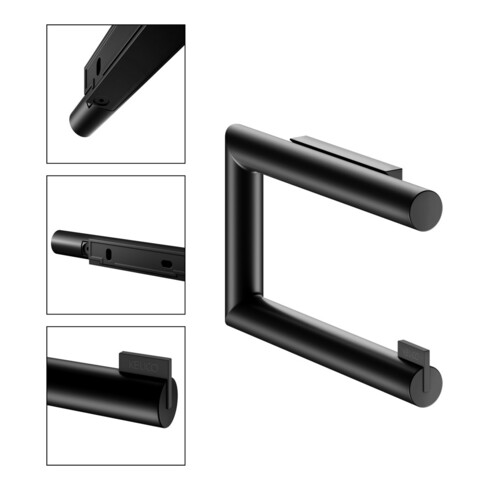 Keuco Porte-papier toilette REVA noir mat, ouvert, pour rouleaux largeur 100/120 mm
