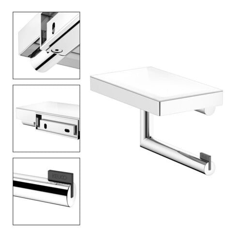 Keuco Porte-papier toilette REVA vc, en verre, ouvert, largeur rouleau 100/120 mm