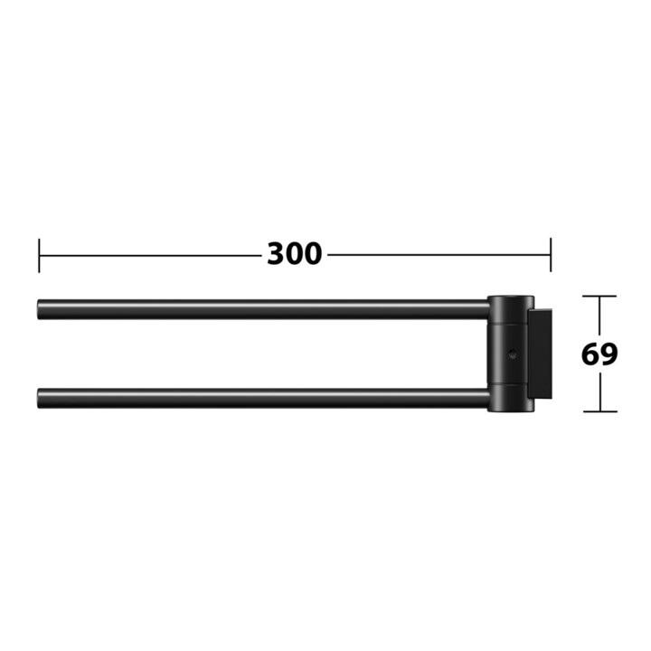 Keuco Porte-serviettes Plan 2 pcs, 300 mm, pivotant, noir