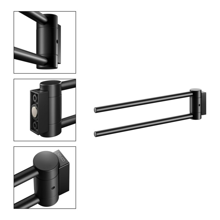 Keuco Porte-serviettes Plan 2 pcs, 300 mm, pivotant, noir
