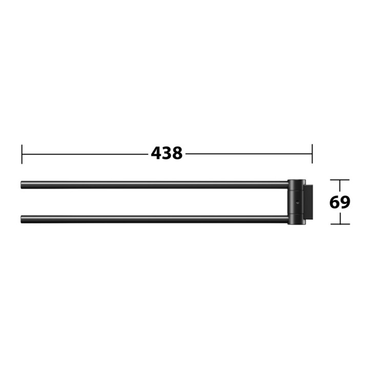 Keuco Porte-serviettes Plan 2 pcs, 438 mm, pivotant, noir