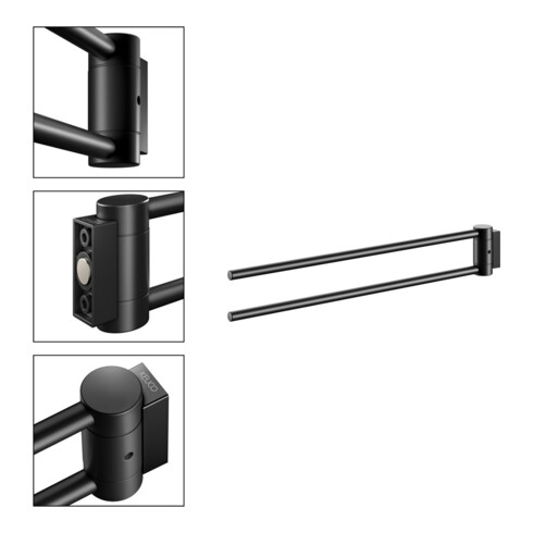 Keuco Porte-serviettes Plan 2 pcs, 438 mm, pivotant, noir