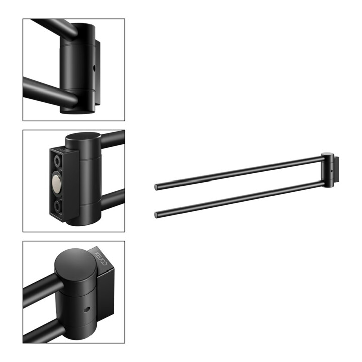 Keuco Porte-serviettes Plan 2 pcs, 438 mm, pivotant, noir