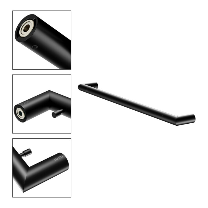 Keuco Porte-serviettes REVA avec porte-savon intégré, L. 600 mm, noir mat