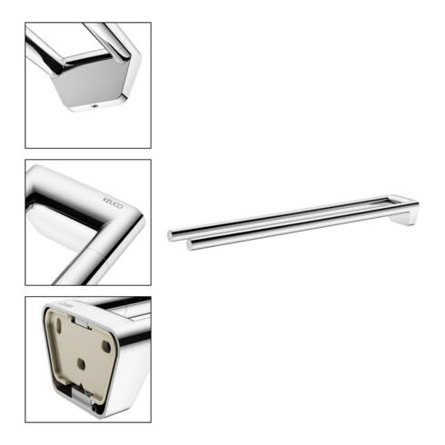 Keuco Porte-serviettes REVA Ext. 450 mm, 2 pcs, fixe, chromé