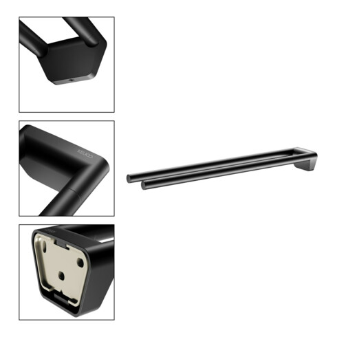 Keuco Porte-serviettes REVA Ext. 450 mm, 2 pcs, fixe, noir mat