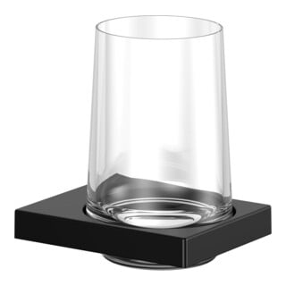 Keuco Porte-verre Edition 11 en verre véritable et support, noir mat