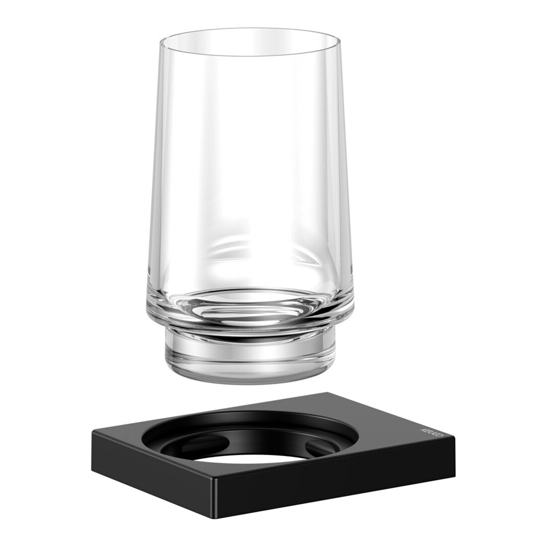 Keuco Porte-verre Edition 11 en verre véritable et support, noir mat