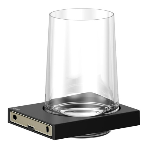 Keuco Porte-verre Edition 11 en verre véritable et support, noir mat