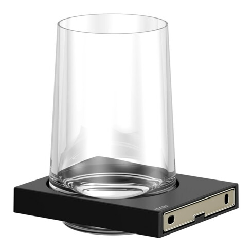 Keuco Porte-verre Edition 11 en verre véritable et support, noir mat