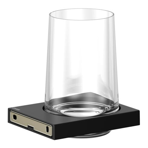 Keuco Porte-verre Edition 11 en verre véritable et support, noir mat