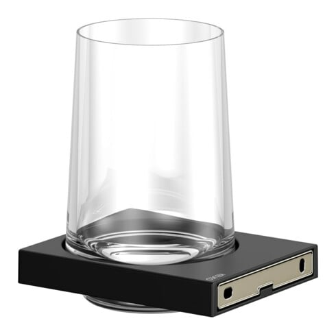 Keuco Porte-verre Edition 11 en verre véritable et support, noir mat