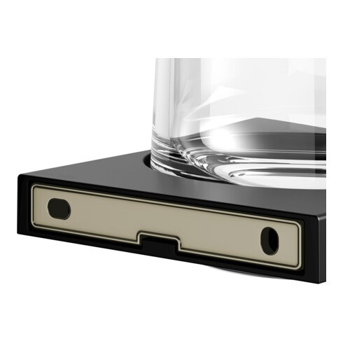 Keuco Porte-verre Edition 11 en verre véritable et support, noir mat