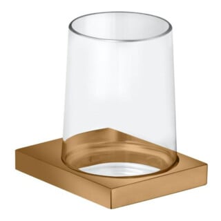 Keuco Porte-verre Edition 11 en verre véritable + support, bronze brossé
