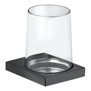 Keuco Porte-verre Edition 11 en verre véritable + support, chrome mat noir