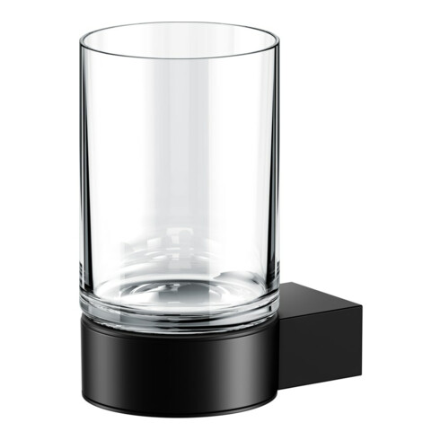 Keuco Porte-verre Plan noir, avec verre en cristal véritable