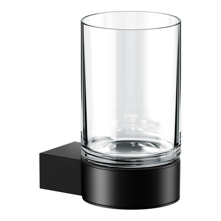 Keuco Porte-verre Plan noir, avec verre en cristal véritable