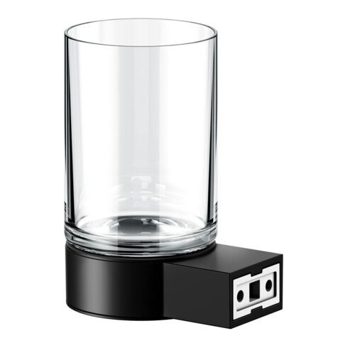 Keuco Porte-verre Plan noir, avec verre en cristal véritable