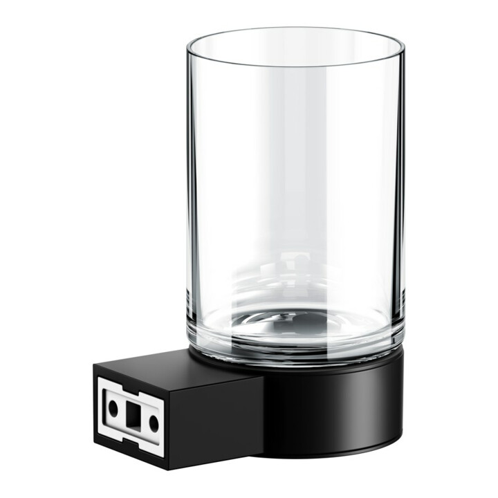 Keuco Porte-verre Plan noir, avec verre en cristal véritable