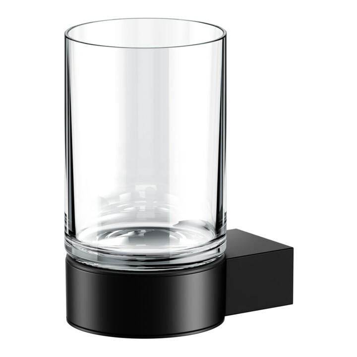 Keuco Porte-verre Plan noir, avec verre en cristal véritable