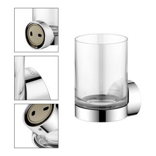 Keuco Porte-verre REVA chromé, avec verre en cristal véritable