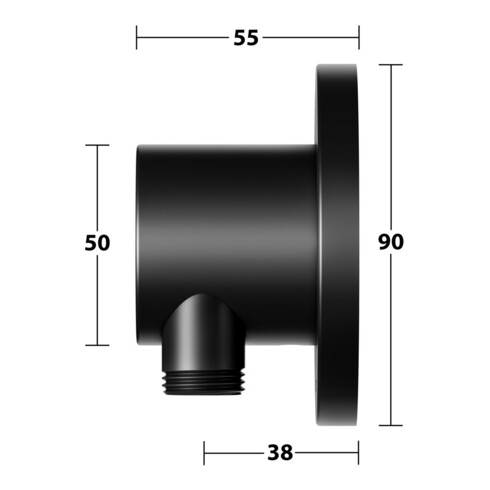 Keuco Raccord de tuyau IXMO noir mat, avec support de douche, rosace ronde