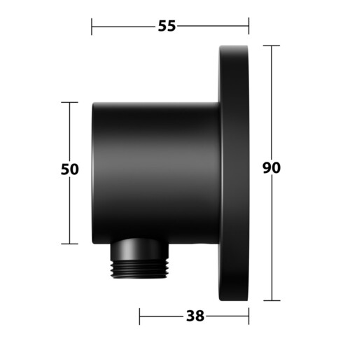 Keuco Raccord de tuyau IXMO noir mat, rosace ronde