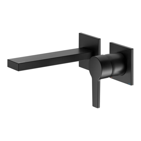 Keuco Robinet mural 2 trous pour lavabo Edition 11 UP, sans garniture, bec 165 mm, noir mat