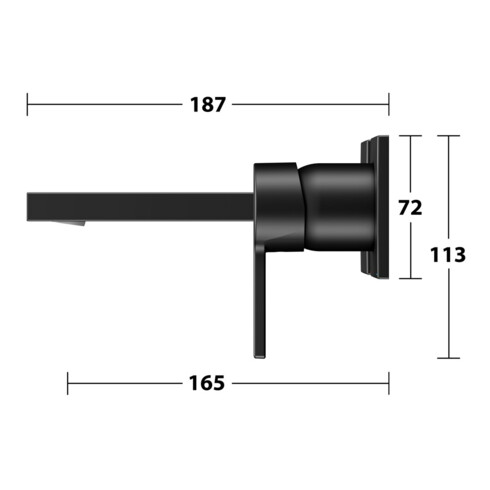 Keuco Robinet mural 2 trous pour lavabo Edition 11 UP, sans garniture, bec 165 mm, noir mat