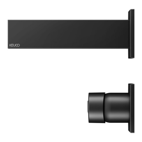 Keuco Robinet mural 2 trous pour lavabo Edition 11 UP, sans garniture, bec 165 mm, noir mat