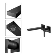 Keuco Robinet mural 2 trous pour lavabo Edition 11 UP, sans garniture, sortie 197 mm, noir mat-2