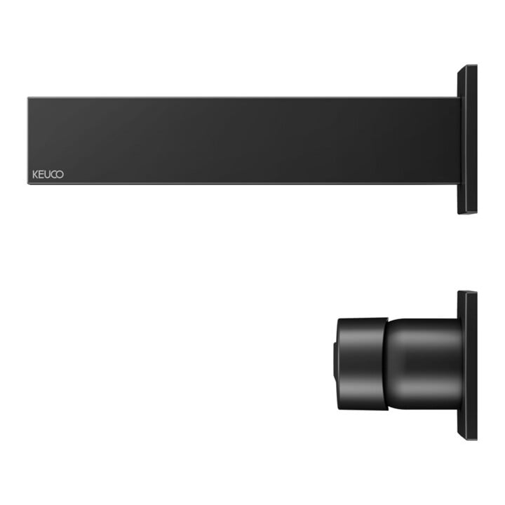 Keuco Robinet mural 2 trous pour lavabo Edition 11 UP, sans garniture, sortie 197 mm, noir mat