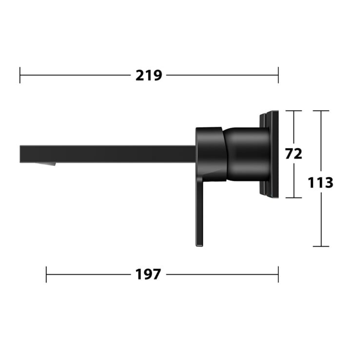Keuco Robinet mural 2 trous pour lavabo Edition 11 UP, sans garniture, sortie 197 mm, noir mat