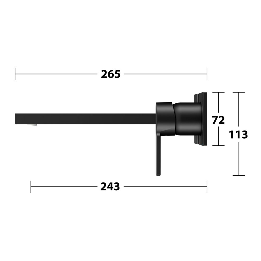 Keuco Robinet mural lavabo 2 trous Edition 11 UP, sans garniture, bec 243 mm, noir mat