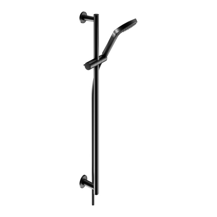 Keuco Set de douche IXMO noir mat, rosaces rondes, 3 types de jets