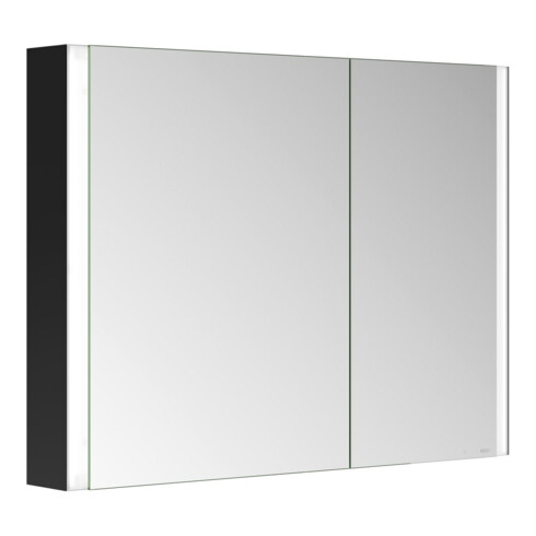 Keuco Spiegelschrank 2-türig Somaris 100x71x12,7cm, sw ma, Vorbau, asym.
