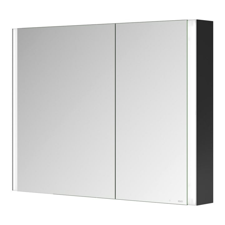 Keuco Spiegelschrank 2-türig Somaris 100x71x12,7cm, sw ma, Vorbau, asym.