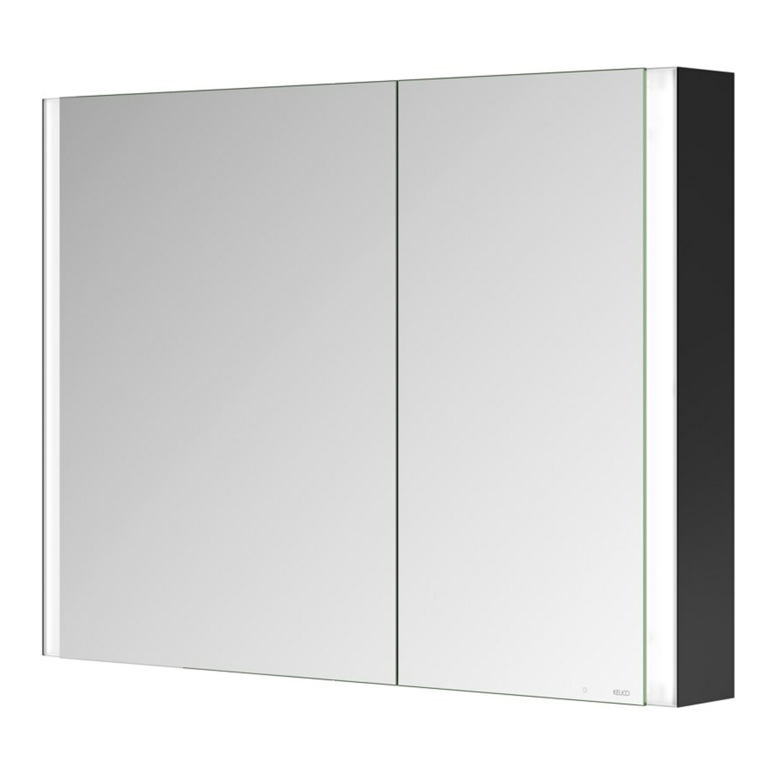 Keuco Spiegelschrank 2-türig Somaris 100x71x12,7cm, sw ma, Vorbau, asym.