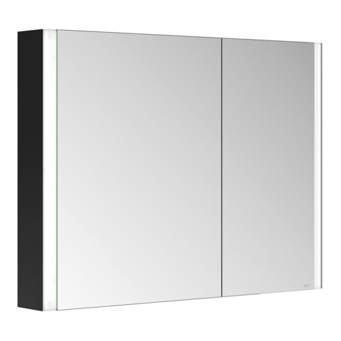Keuco Spiegelschrank 2-türig Somaris 100x71x12,7cm, sw ma, Vorbau, asym.